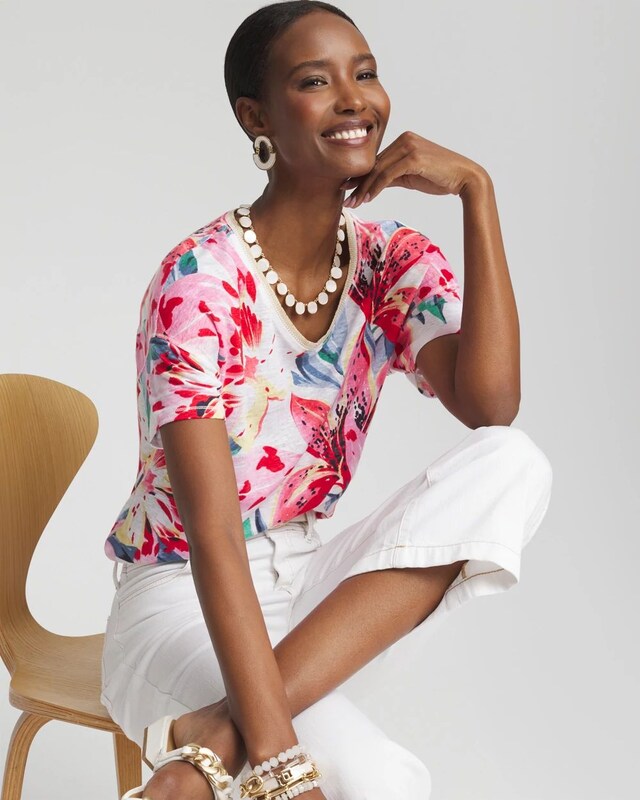 Lily Sweater Trim Linen Tee - image 2